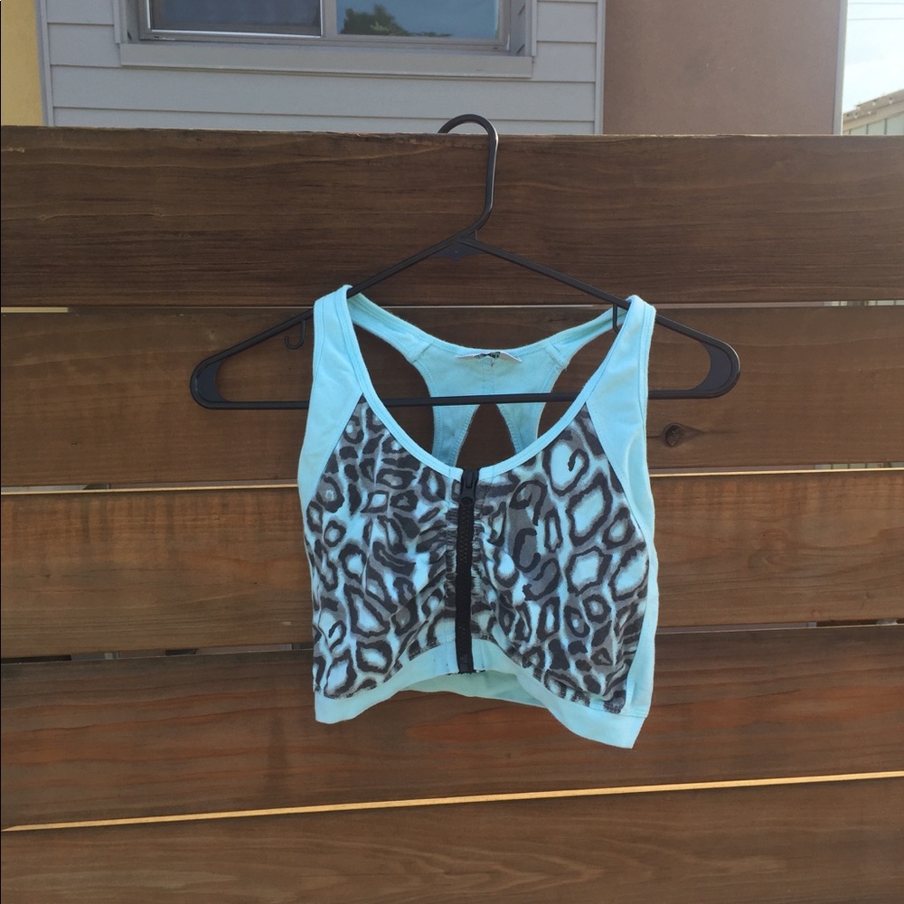 Size small blue cheetah Hard Tail sports bra
